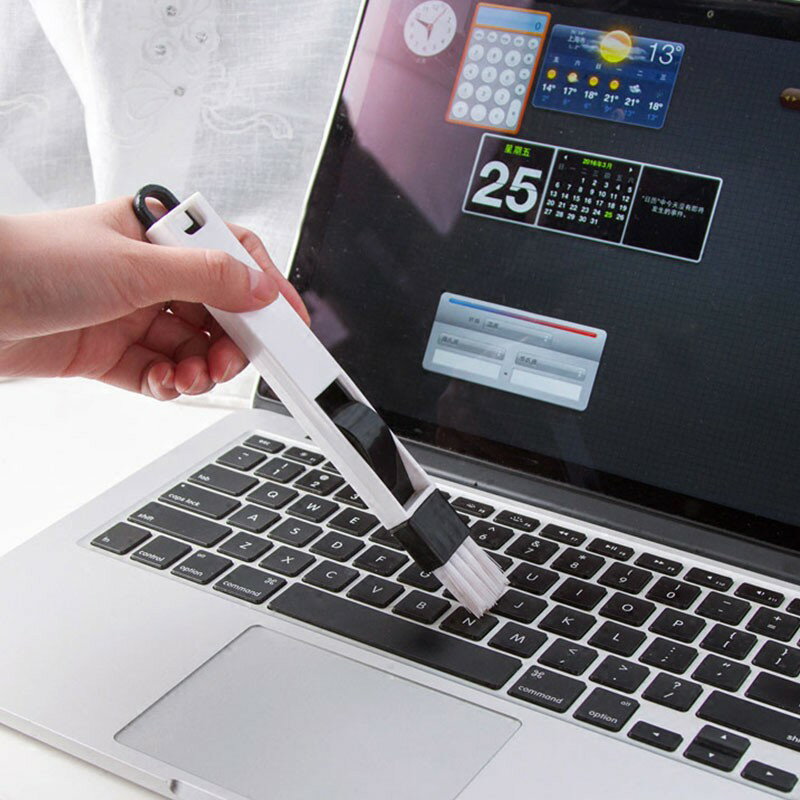 凹槽二合一清潔刷【C007】台灣出貨 居家  凹槽細縫清潔刷組 角落刷 二合一 窗槽縫隙刷 畚箕 鍵盤 除塵 門窗 1