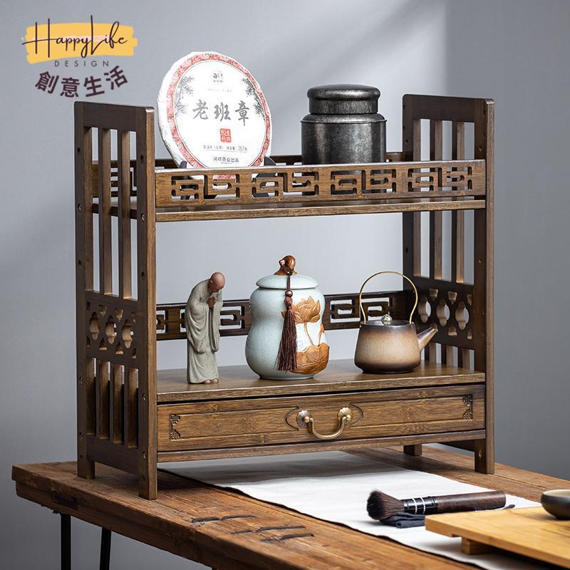 工廠現貨 免運 附發票 茶杯架 置物架 桌上收納架 防塵杯架 咖啡杯架 新中式小型多寶閣博古架禪意桌面置物架茶杯架茶具茶葉收納展示架新店開業/售後保障 c12