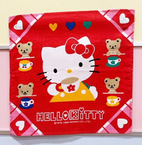 【震撼精品百貨】Hello Kitty 凱蒂貓 日本三麗鷗 KITTY 方巾/手帕/絲巾-咖啡紅#94291 震撼日式精品百貨