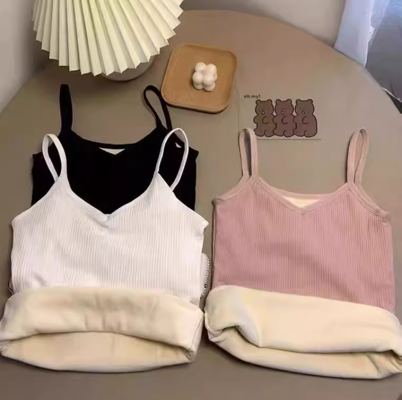 秋冬保暖棉背心女內穿打底衣加絨加厚防寒學生韓版小吊帶外穿上衣【繁星小鎮】