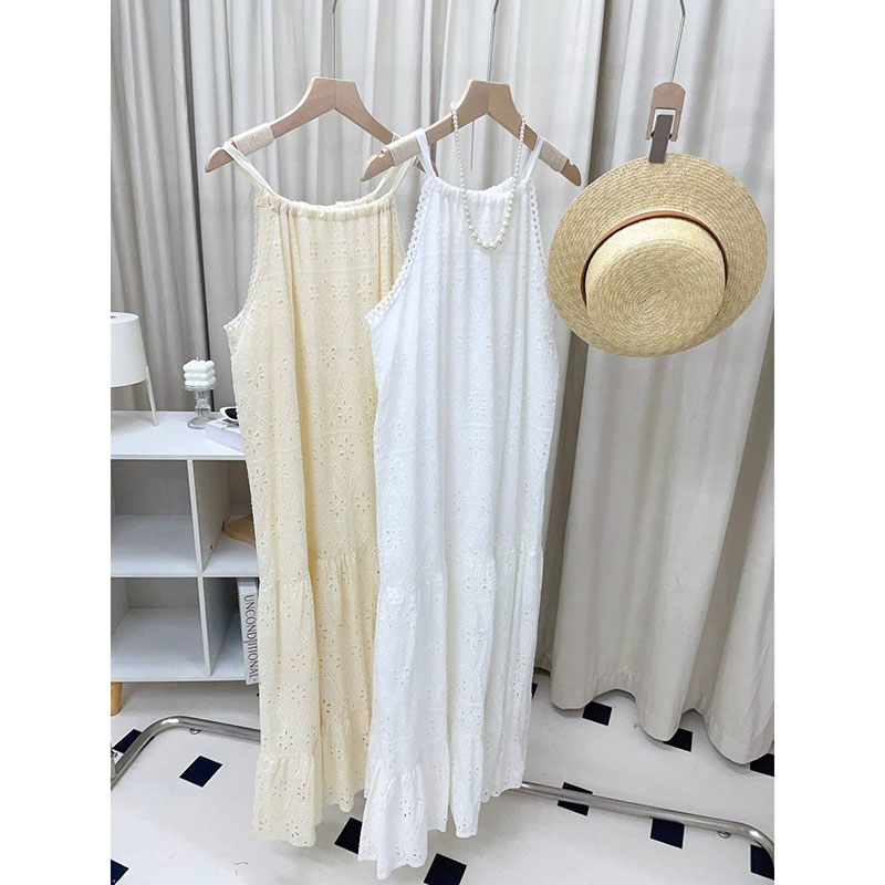 ANNAS 正韓 特價便宜款 實拍 度假長洋裝 蕾絲燒花 長裙 削尖洋裝 海島渡假 浪漫女神性感 3