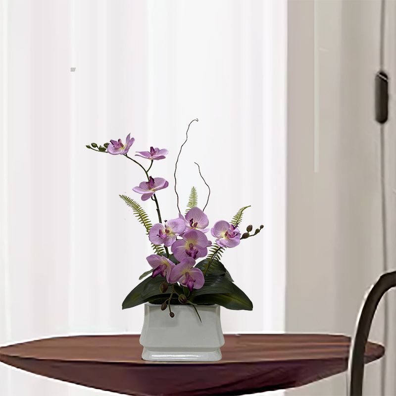 免運/快速出貨 仿真花擺件 假花 模擬盆栽 裝飾花藤 蝴蝶蘭仿真花假花高檔手感保濕桌擺玄關客廳家居擺件陶瓷盆整套 可開發票