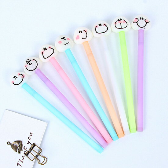 ♚MY COLOR♚ 卡通飯糰表情0.5中性筆 學生 設計 辦公用品 多色 創意 文具 可愛 黑色【P111】