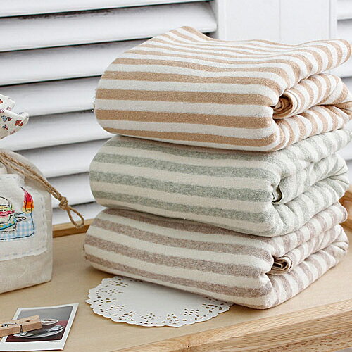 天然彩棉 有機棉 單面毛巾布 寶寶布料 簡單條紋 GT688