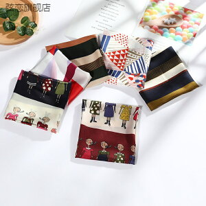 創意春夏時尚韓版甜美小方巾新款熱賣5050小方巾裝飾印花小絲巾