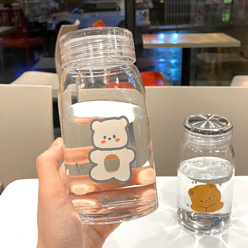 牛奶杯子ins簡約學生森系水杯女韓國清新可愛小熊少女便攜玻璃杯
