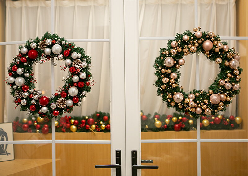 圣誕銀色花環30cm/50cm/60cm家用ins場景掛飾櫥窗布置裝飾用品