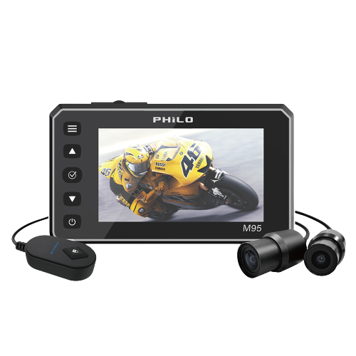 飛樂 PHILO 海神M95 金屬機身全機防水雙鏡頭 Wi-Fi機車行車紀錄器 贈64G記憶卡-富廉網