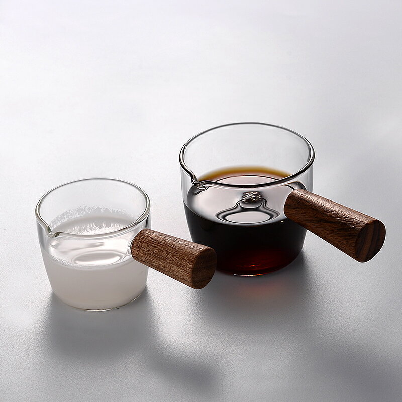 木柄玻璃小奶盅意式咖啡濃縮杯小號加奶杯日式迷你料汁杯牛排汁盅