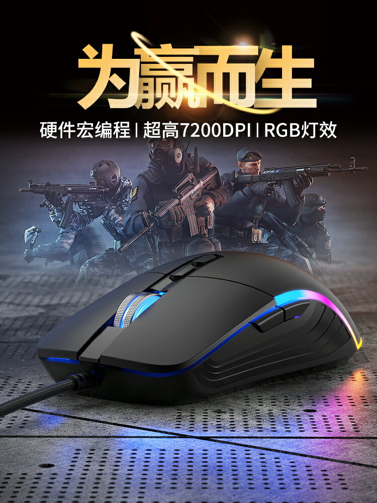 牧馬人機械遊戲專用電競鼠標有線宏程式設計壓槍電腦辦公吃雞靜音無聲-時尚精品