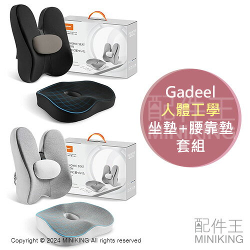 日本代購 Gadeel 人體工學 坐墊腰靠墊套組 座墊 腰枕 腰墊 椅墊 低反發 慢回彈 記憶 中空 減壓 汽車坐墊