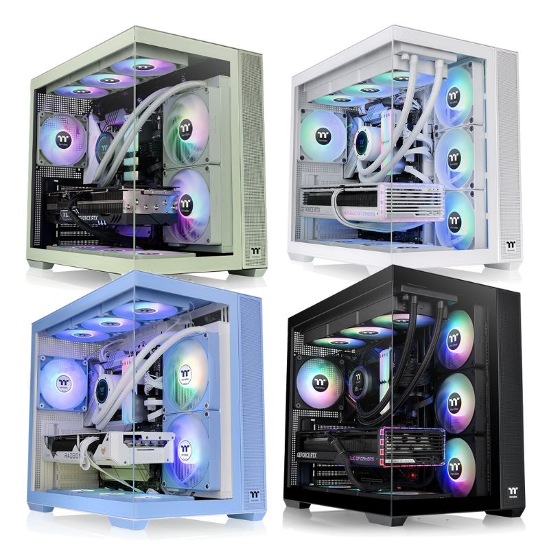 【獨家！最高10%回饋】曜越 View 380 TG ARGB 強化玻璃中直立式機殼 黑色/白色/抹茶綠/繡球花藍