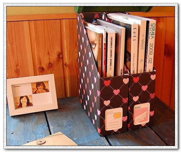 愛心雜誌收納盒 DIY桌上桌面整理盒 文件夾 雜誌架 檔案夾 書架 紙盒 收納盒 贈品禮品
