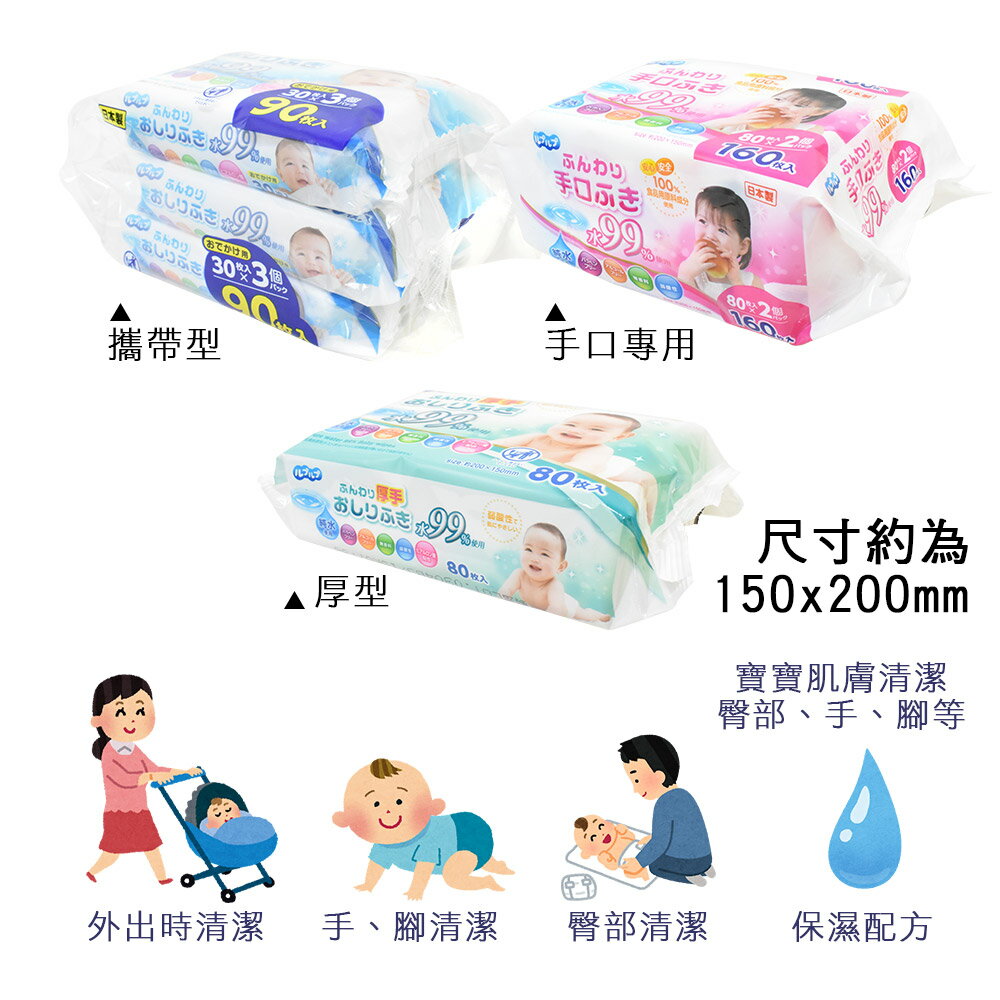 日本Life-do.Plus柔膚厚型嬰兒濕紙巾 80枚入、30枚X3包、100枚入 x 3包多款任選 4