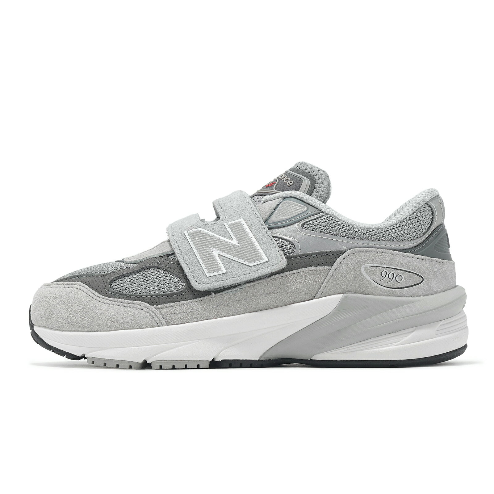 New Balance NB 休閒鞋 FuelCell 990 V6 中童 灰 銀 寬楦 魔鬼氈 麂皮 小朋友 運動鞋 NB