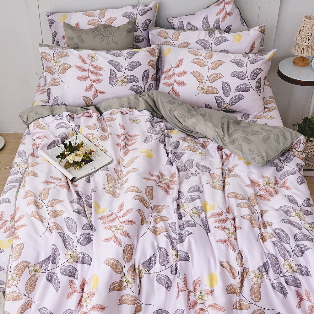 戀家小舖 100%天絲 床包 / 雙人加大【蔓葉舞曲】60支天絲 含兩件枕套 台灣製