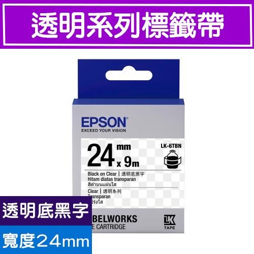 EPSON LK-6TBN S656406 標籤帶(透明系列)透明底黑字24m