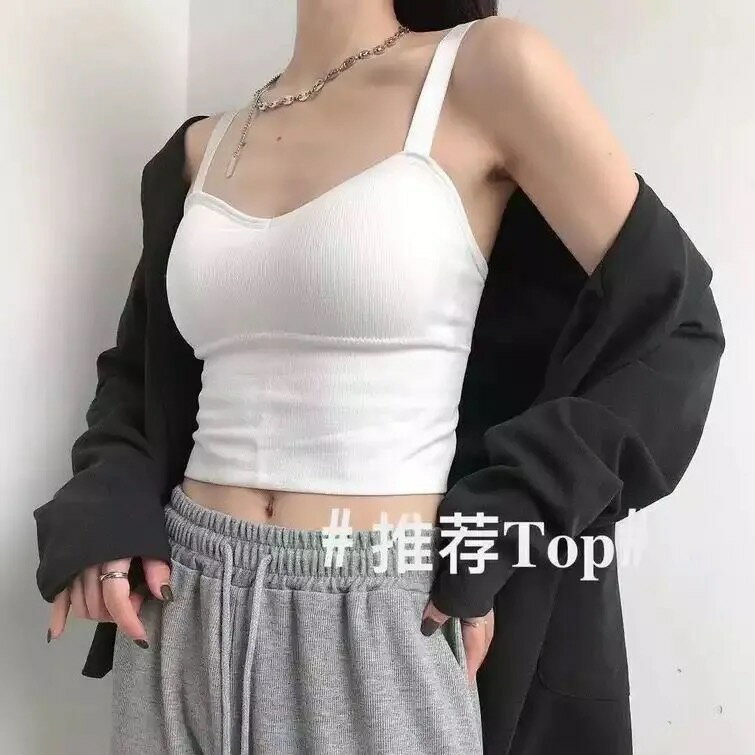 春夏韓版吊帶美背裹胸長款背心無鋼圈純色運動螺紋聚攏可調節內衣