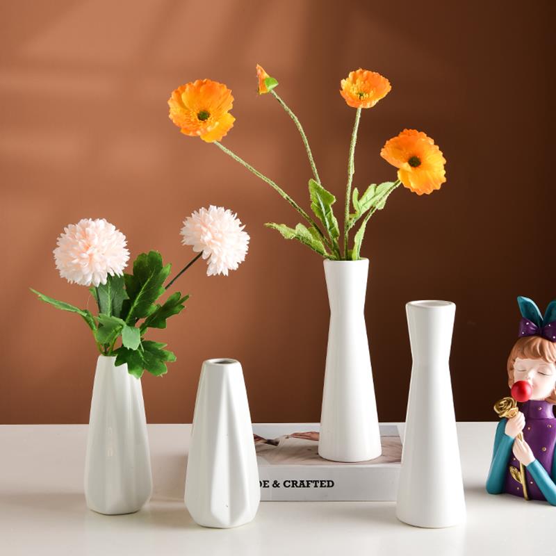 擺件ins風小清新花瓶裝飾客廳北歐陶瓷插花白色現代簡約餐桌花器