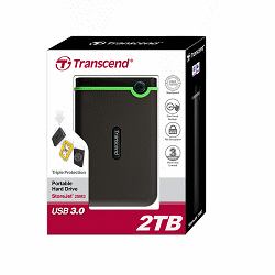 創見USB 3.0,2.5吋 2TB SATA,防震系列行動硬碟 TS2TSJ25M3
