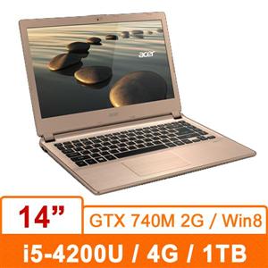 Acer V5-473G-54204G1Tamm04(香檳金) 14筆記型電腦14吋/i5-4200/4G/1T/NV-740 2G/W8 非觸控螢幕機種 0