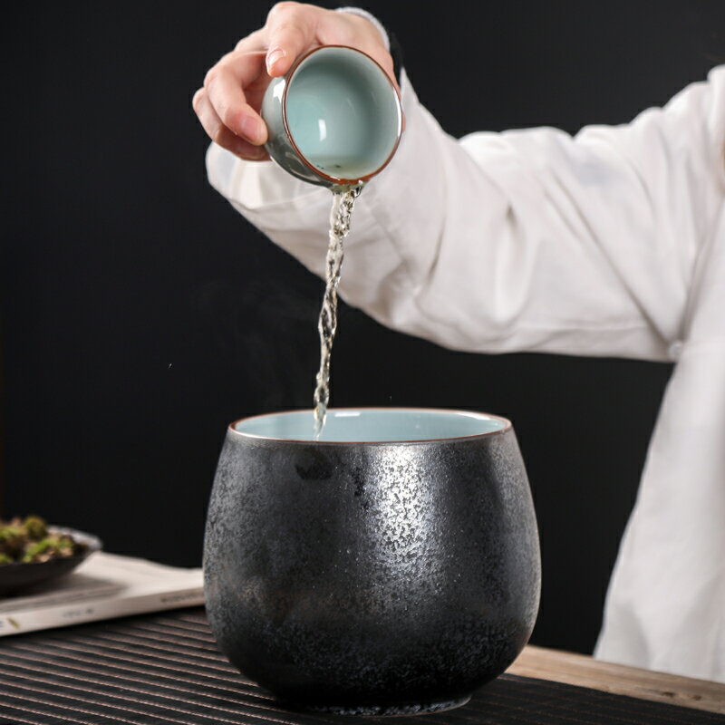 陶瓷家用大號茶洗筆洗功夫茶具茶道茶渣桶青瓷杯洗水盂茶杯收納桶
