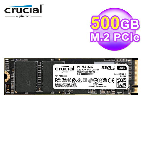 【Micron 美光】Crucial P1 500GB M.2 2280 PCIe SSD固態硬碟【三井3C】