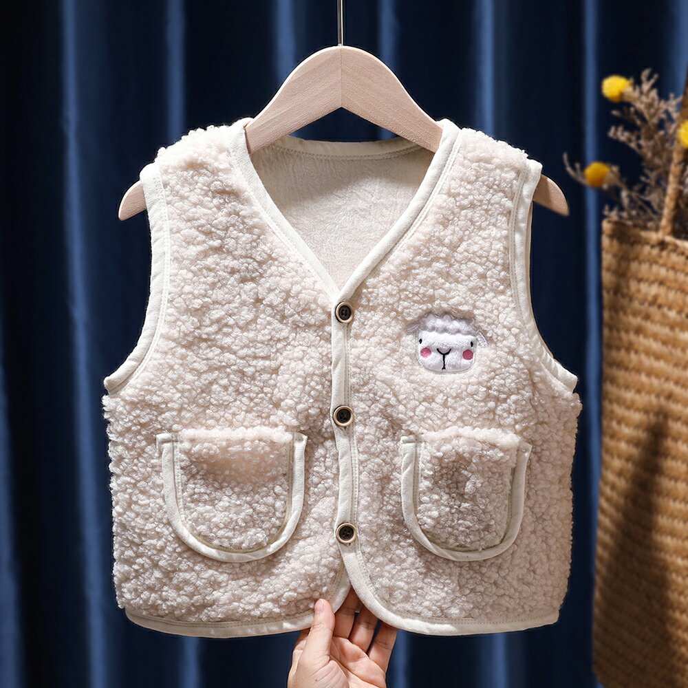 女童馬甲冬季兒童背心加絨加厚外穿羊羔毛馬夾2021寶寶洋氣坎肩潮