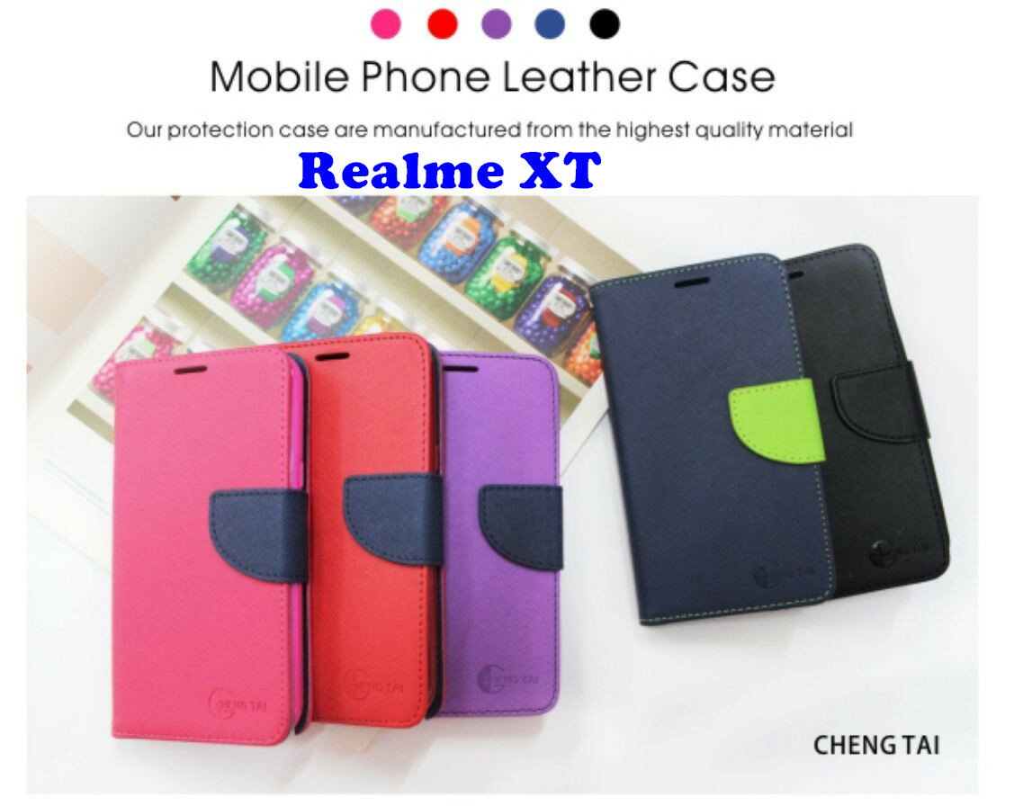 OPPO Realme XT 雙色龍書本套 經典撞色皮套 書本皮套 側翻皮套 側掀皮套 保護套 可站立 看影片方便 名片收納