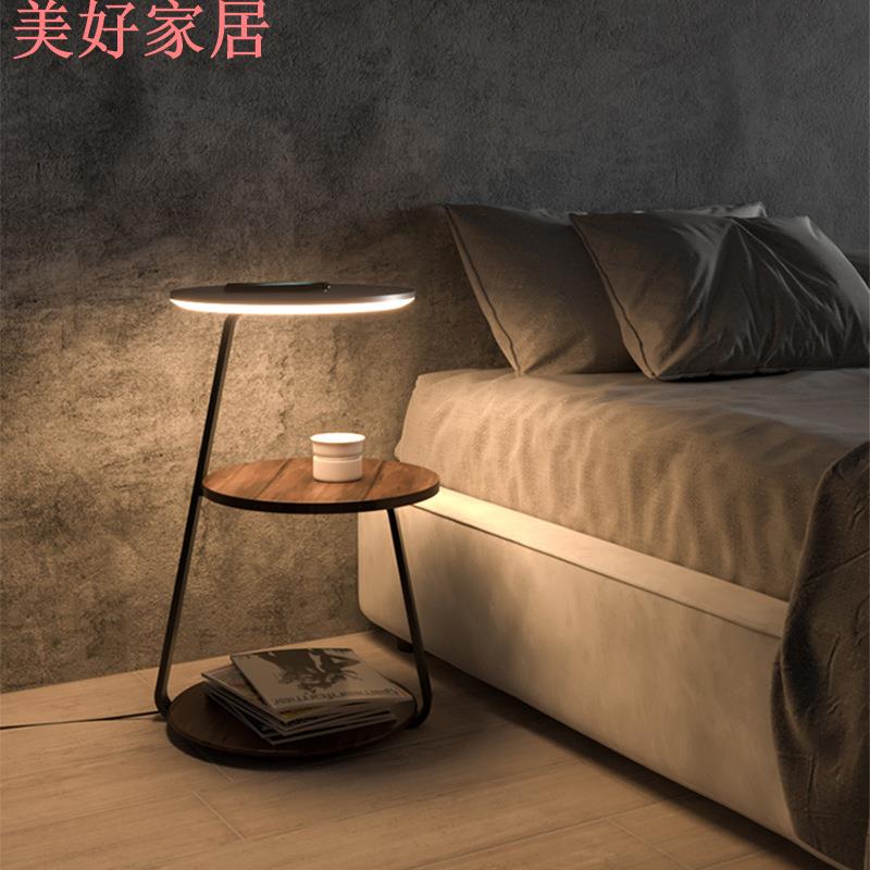 立燈/落地燈 創意臥室落地燈無線充電客廳置物架茶幾燈設計感沙發旁床頭櫃一體