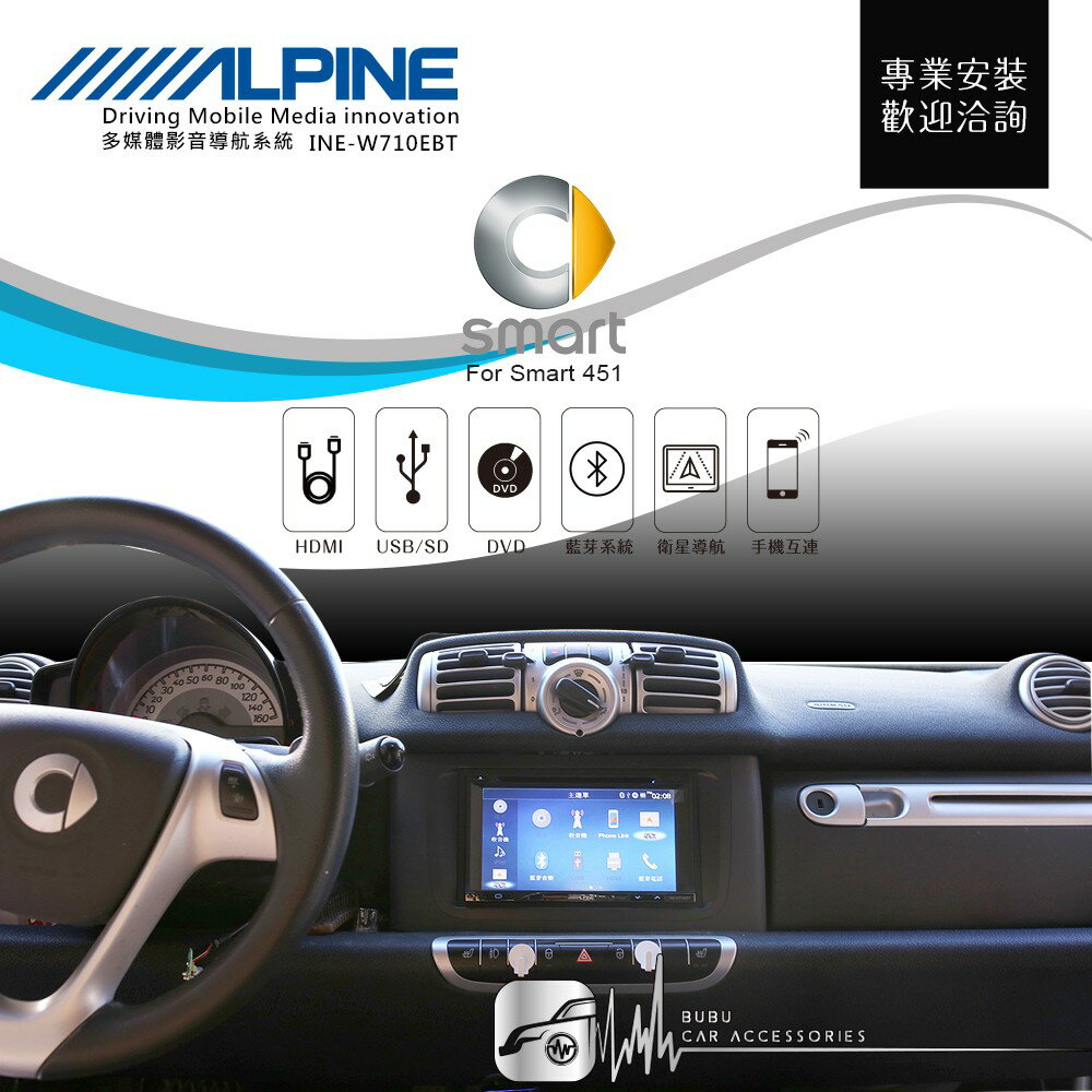 BuBu車用品│ALPINE W710EBT 7吋螢幕智慧主機 HDMI 手機互連 AUX Smart 451