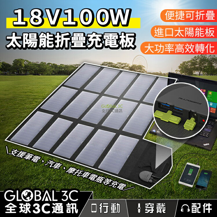 【4%點數】ALLPOWERS 100W 18V 太陽能折疊充電板 高效率 USB充電 可充行動電源/手機/平板/電瓶 戶外露營