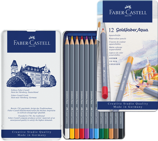 Faber-Castell輝柏 GOLDFABER水性色鉛筆(鐵盒)-12色