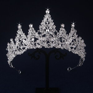 高端熱賣帶手工珠水晶皇冠新娘歐式大皇冠婚紗頭飾生日王冠十八歲