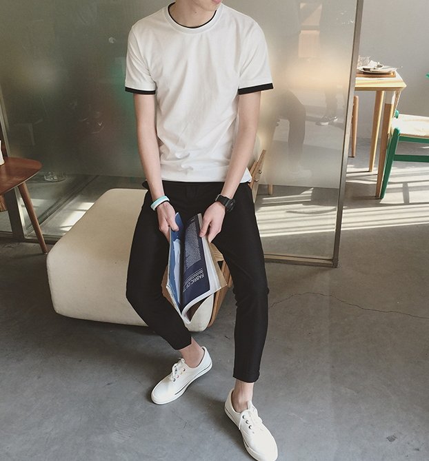 【JP.美日韓】百搭休閒 上衣 短袖 男 假兩件式 休閒短袖T恤 假兩件上衣 1