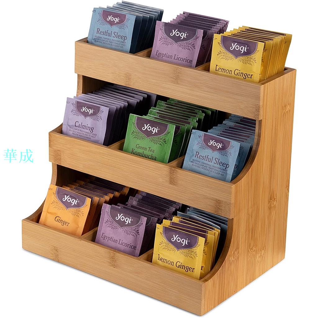 竹製茶包咖啡包糖包收納架三層桌面收納架