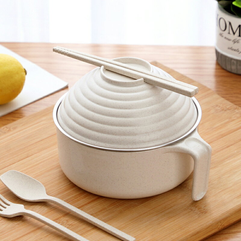 家用不銹鋼泡麵碗帶蓋保溫飯盒大號密封碗單人套裝便當盒學生餐盒