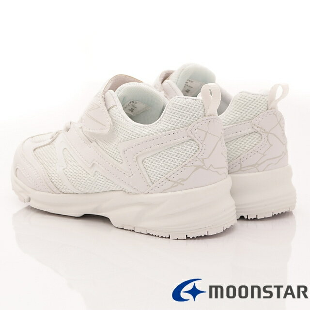 ★日本月星Moonstar機能童鞋閃電競速衝刺系列3E寬楦台灣限定全黑全白輕量鞋款011白(中小童段/中大童段) 5