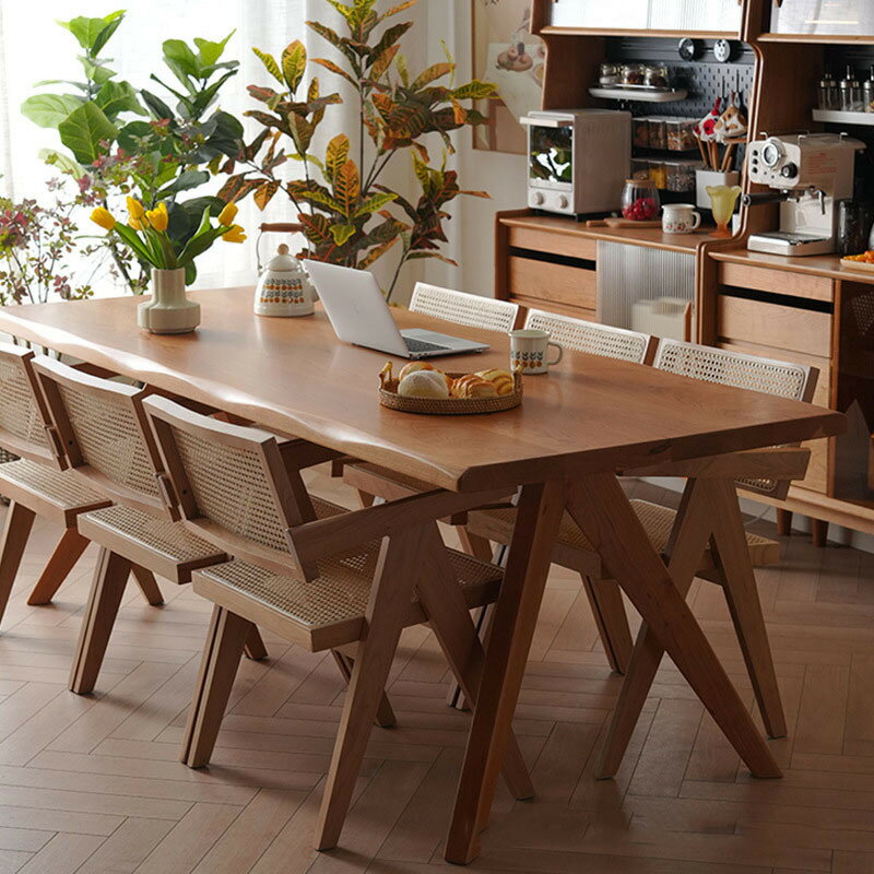 桌子 北歐實木餐桌 家用小戶型原木長條桌 餐廳多人位吃飯餐桌椅