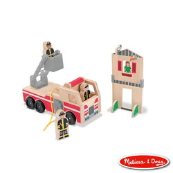 美國瑪莉莎 Melissa & Doug 木製小人國 消防車【寶貝樂園】