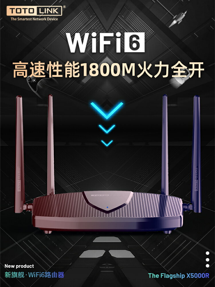 TOTOLINK WiFi6路由器 高速全千兆端口雙頻AX1800M無線大功率穿墻大戶型家用游戲5G低延時全屋WiFi網絡覆蓋