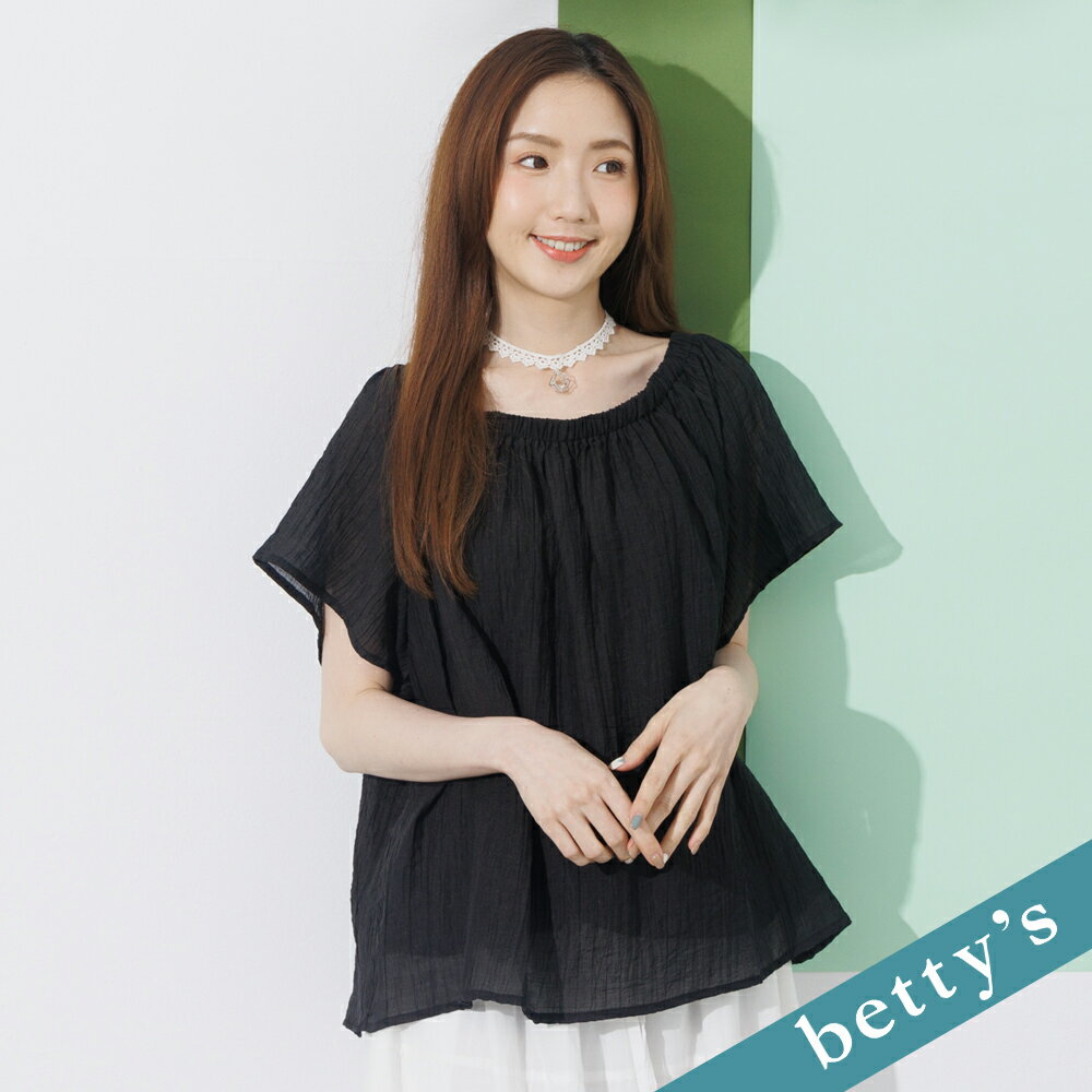 betty’s貝蒂思 一字領素面寬版上衣(黑色)