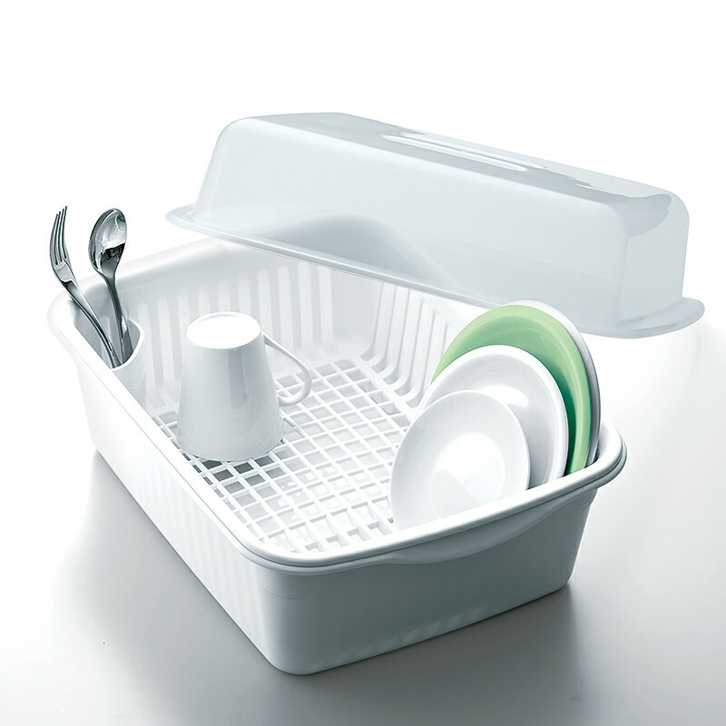 日本進口ASVEL廚房瀝水籃放碗 碗筷收納盒放碗瀝帶蓋 瀝水架碗架