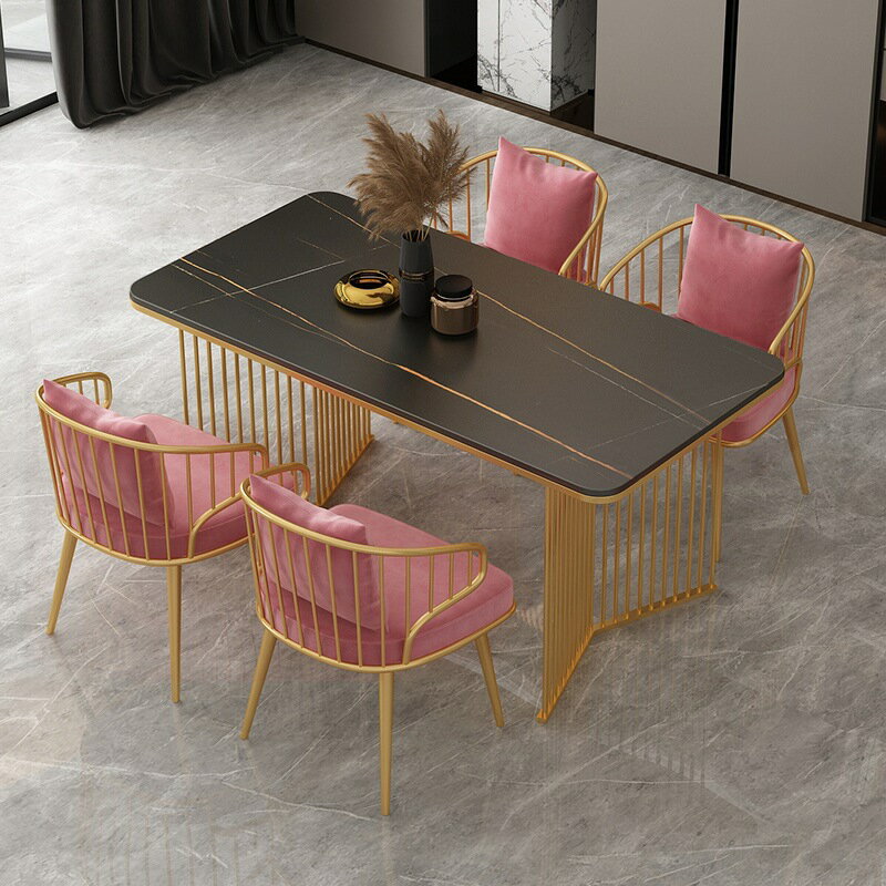 餐桌 家用小戶型巖板餐桌椅組合長方形飯桌北歐西餐廳椅子
