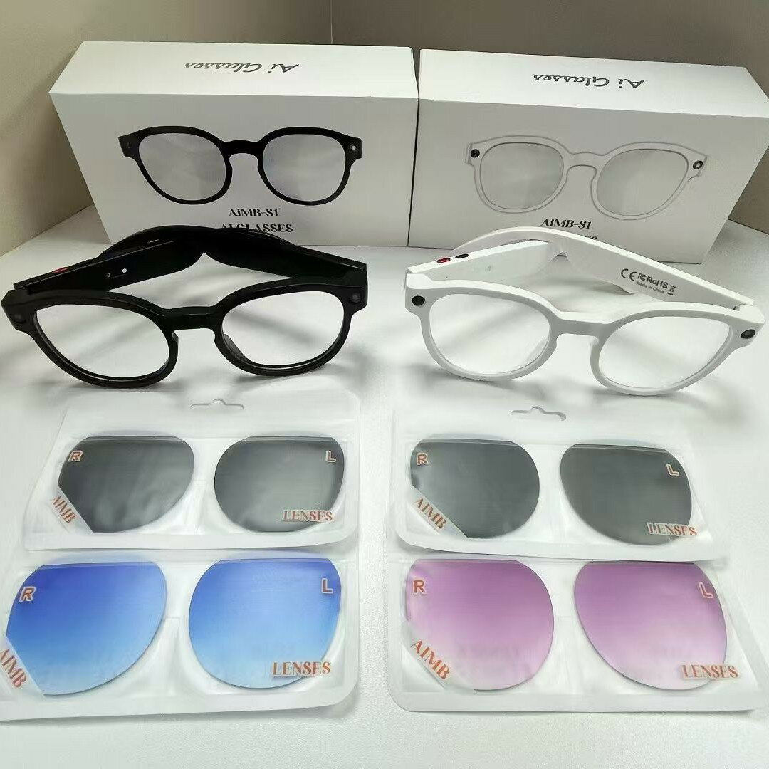 AIMB-S1智慧藍芽眼鏡500萬畫素拍照聽歌通話錄音錄影Ai翻譯
