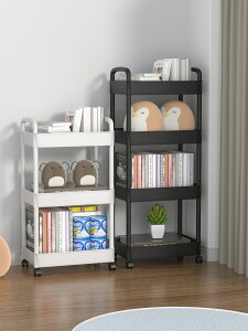 書架小推車置物架閱讀書柜帶輪落地可移動家用簡易多層零食收納架