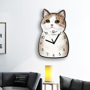 卡通時鐘 靜音掛牆鍾 創意掛鐘 圓眼胖貓表 幼兒園客廳工作室店鋪裝飾個性掛鐘
