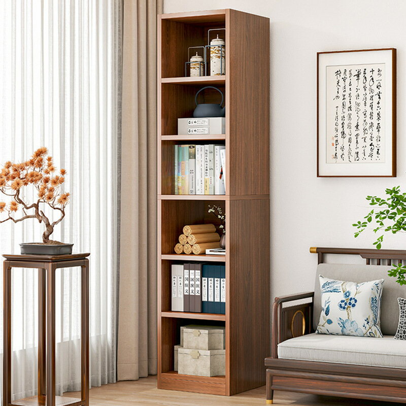 熱銷/免運費 書架落地家用轉角客廳簡易置物架實木色書本收納架儲物靠墻小書櫃
