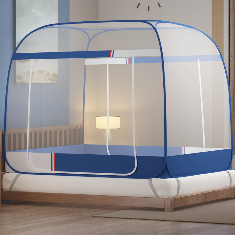 免安裝蚊帳蒙古包有底雙門1.5米家用雙人床1.8M蚊帳宿舍單人0.9米