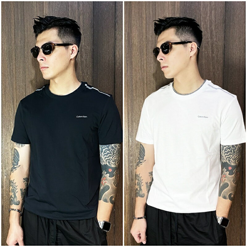 美國百分百【全新真品】Calvin Klein 短袖 棉質 T恤 CK 上衣 T-shirt logo 短T 黑色/白色 CT73